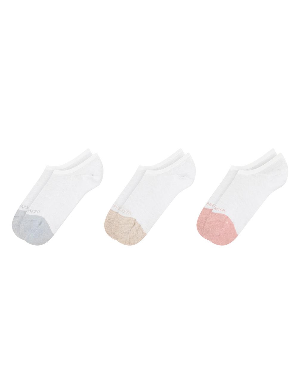 Ted Baker 3 Pack Contrast Toe Liner Trainer ソックス レディース 白 | Japan  VQSW-67814