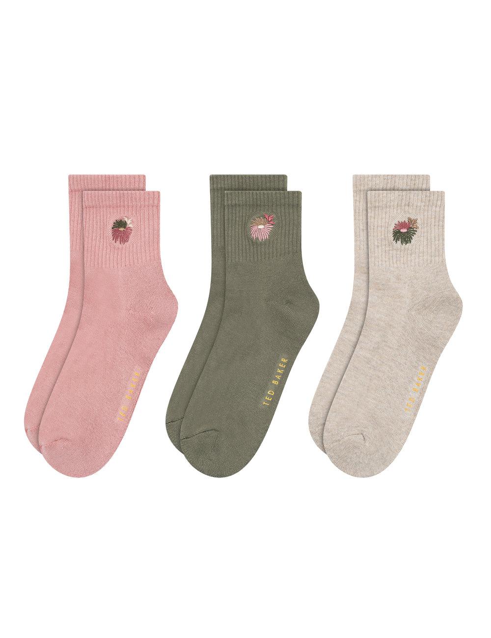 Ted Baker 3 Pack Cushioned Sole High Ankle Crew ソックス レディース ピンク | Japan  CETZ-47960
