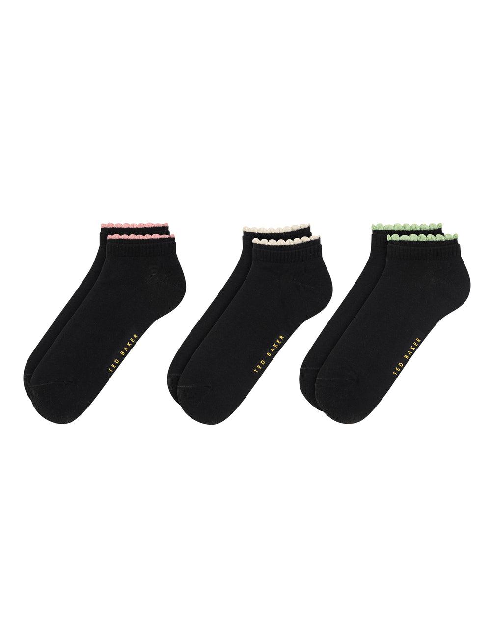 Ted Baker 3 Pack Scalloped Low Cut Ankle ソックス レディース 黒 | Japan  OXHT-42087