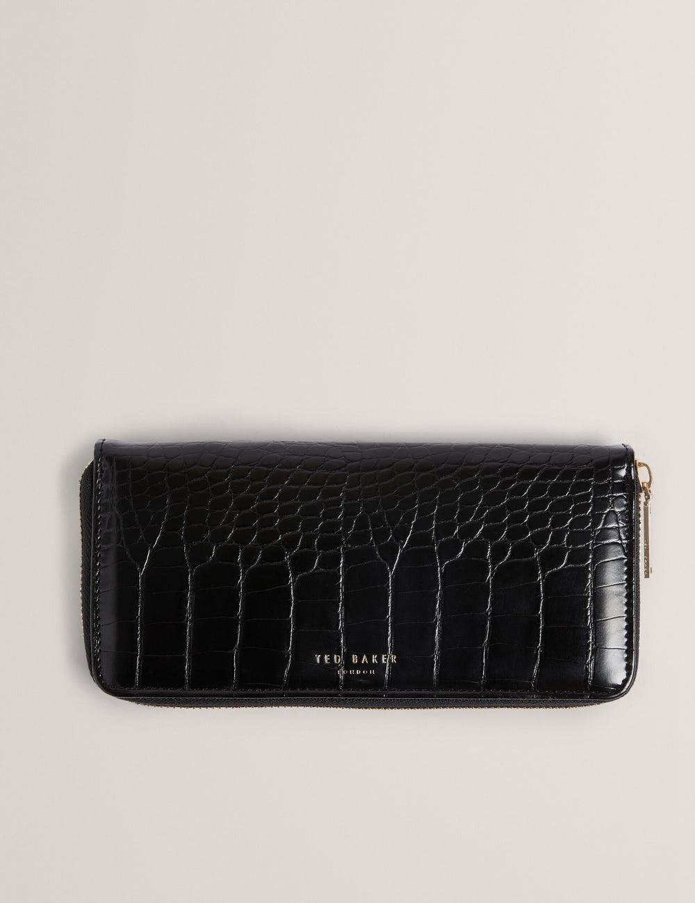 Ted Baker ABBYYI - Croc Effect Slim Travel Jewellery Case トイレタリーバッグ レディース 黒 | Japan  AZGK-54139