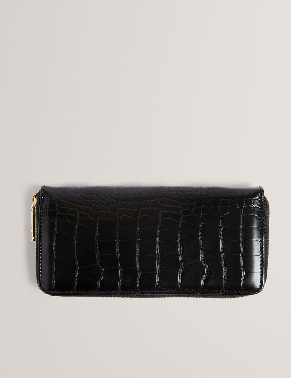 Ted Baker ABBYYI - Croc Effect Slim Travel Jewellery Case トイレタリーバッグ レディース 黒 | Japan  AZGK-54139