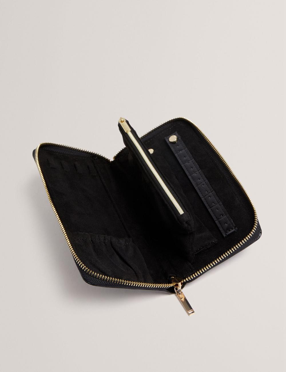 Ted Baker ABBYYI - Croc Effect Slim Travel Jewellery Case トイレタリーバッグ レディース 黒 | Japan  AZGK-54139