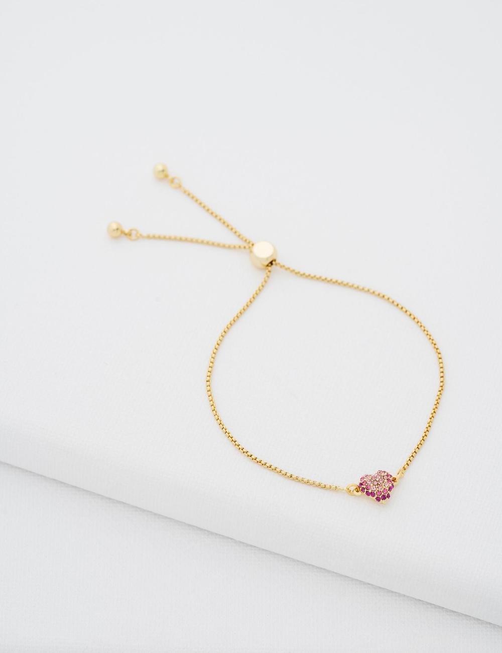 Ted Baker ADORIA - Mini Crystal Heart Adjustable ブレスレット レディース ゴールド | Japan  RSPK-41503