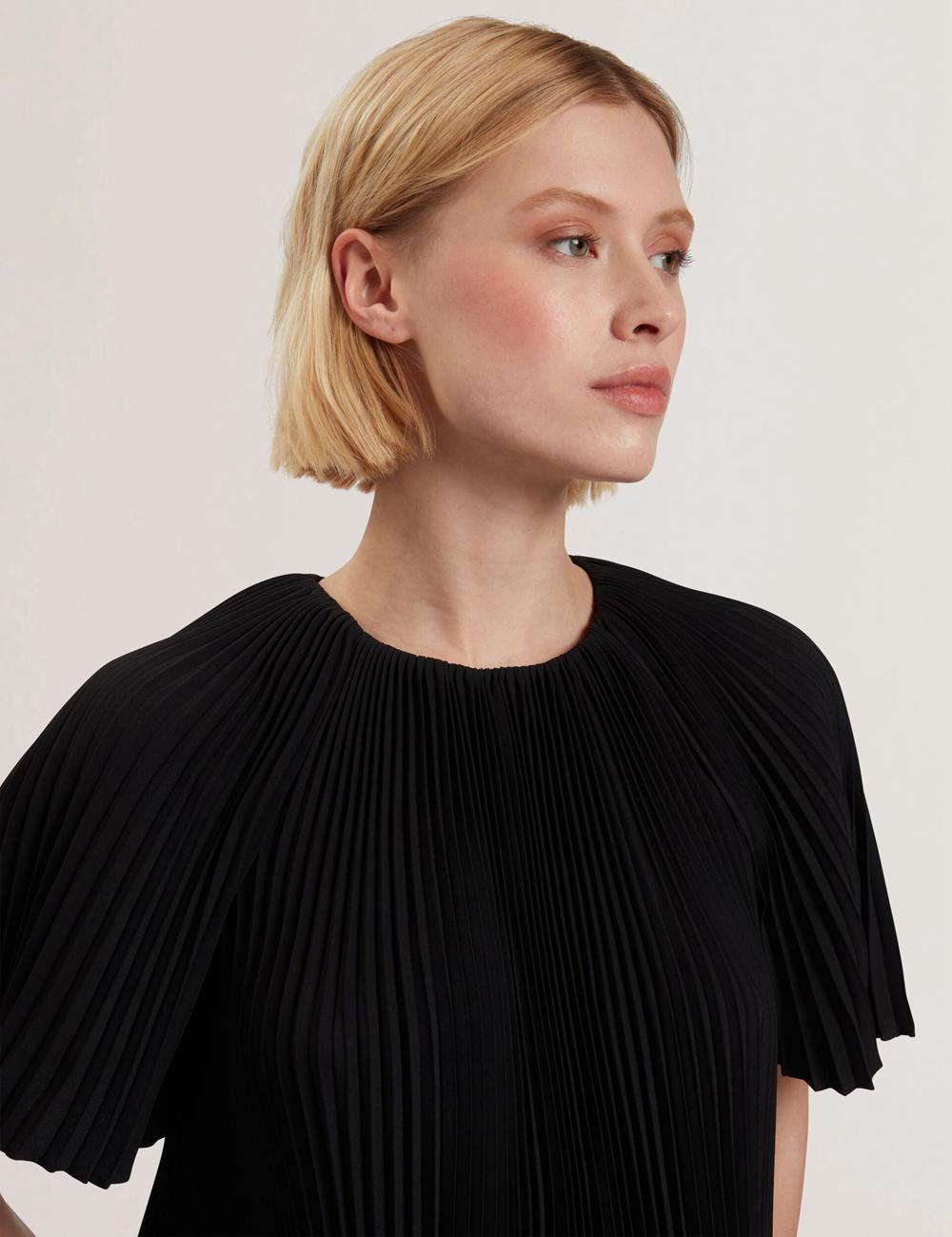 Ted Baker AGARA - Pleated Short Sleeve Woven ブラウス レディース 黒 | Japan  EBFG-27538