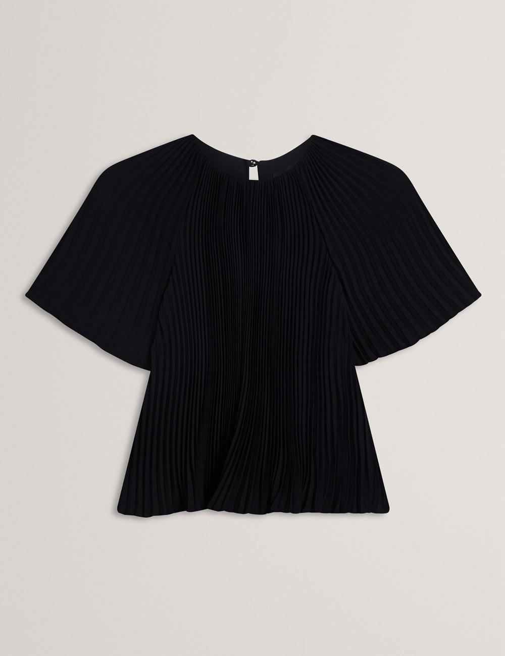 Ted Baker AGARA - Pleated Short Sleeve Woven ブラウス レディース 黒 | Japan  EBFG-27538
