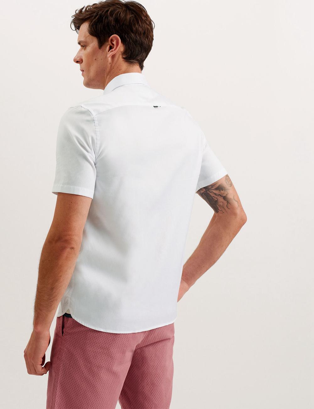 Ted Baker ALDGTE - Short Sleeve Cotton Oxford シャツ メンズ 白 | Japan  GPQY-23150