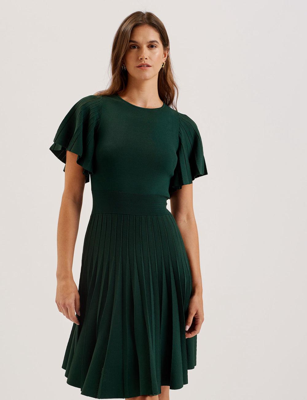 Ted Baker ALENHA - Knitted Angel Sleeve ミニドレス レディース 緑 | Japan  FWQX-03478