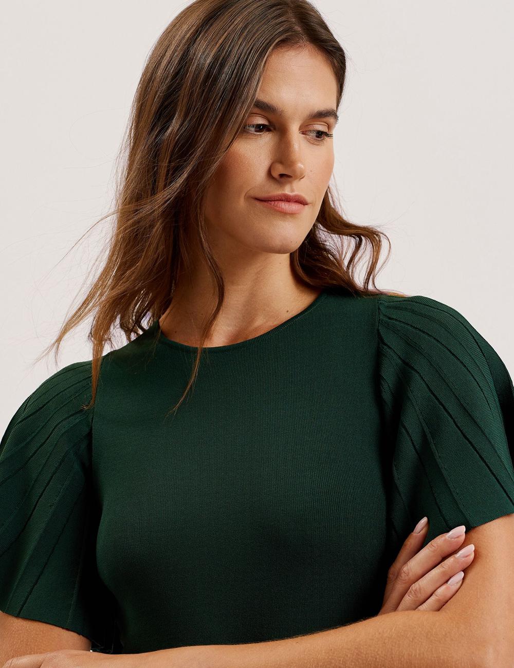 Ted Baker ALENHA - Knitted Angel Sleeve ミニドレス レディース 緑 | Japan  FWQX-03478