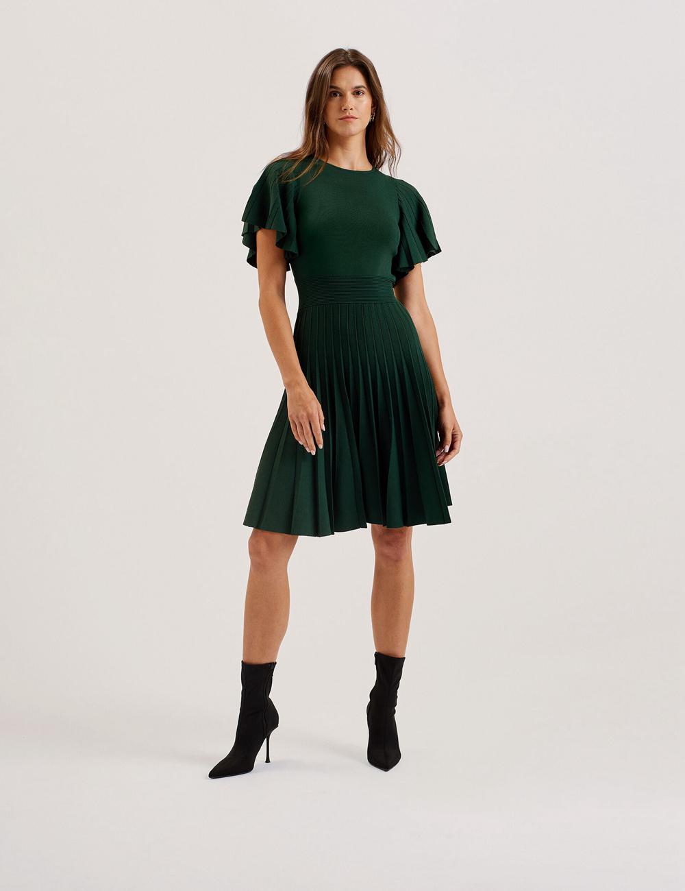 Ted Baker ALENHA - Knitted Angel Sleeve ミニドレス レディース 緑 | Japan  FWQX-03478