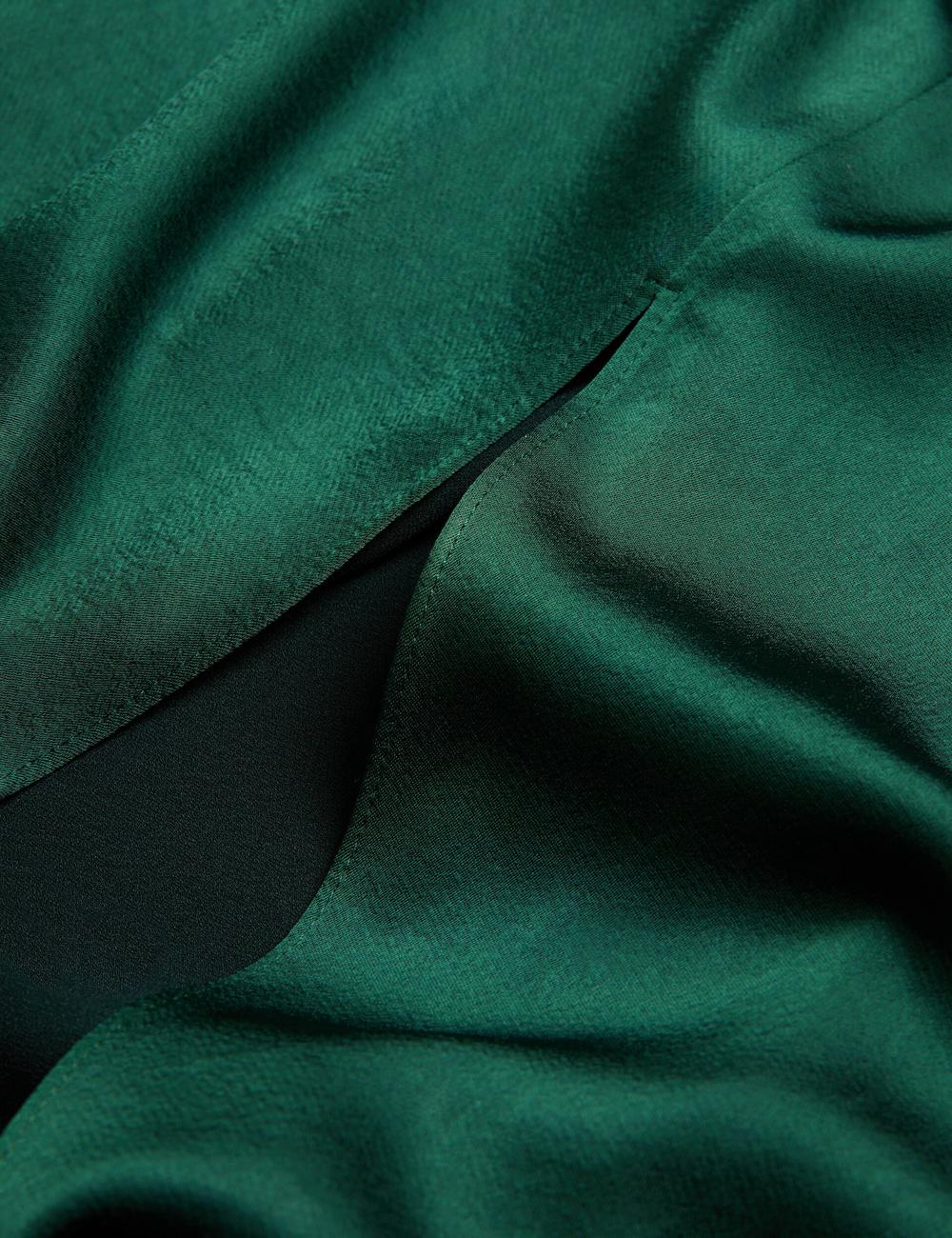 Ted Baker ALFEIOS - Long Sleeve Satin Skirt ミディドレス レディース 緑 | Japan  RAZE-48520