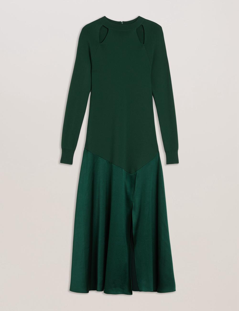 Ted Baker ALFEIOS - Long Sleeve Satin Skirt ミディドレス レディース 緑 | Japan  RAZE-48520