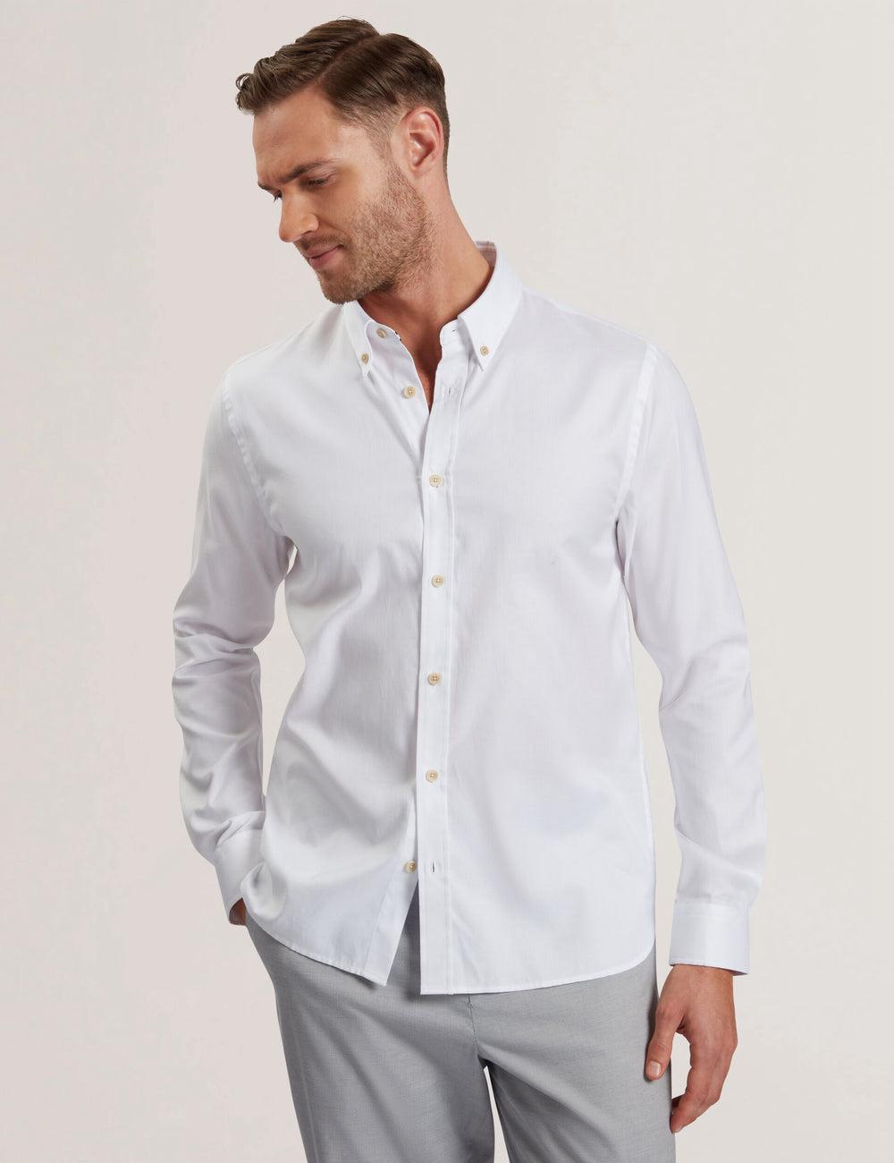 Ted Baker ALLARDO - Regular Fit Cotton Oxford シャツ メンズ 白 | Japan  NERK-21697