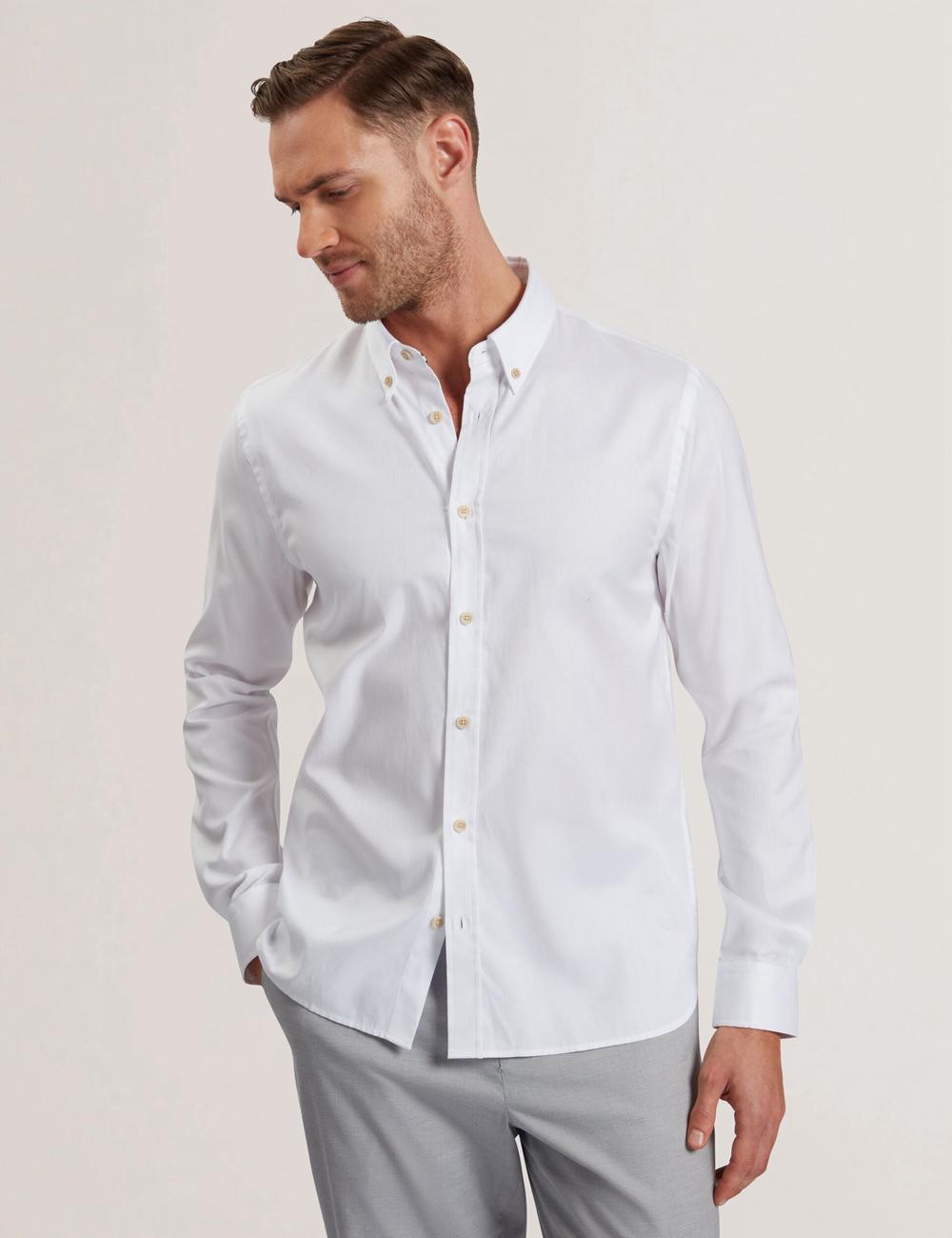 Ted Baker ALLARDO - Regular Fit Cotton Oxford シャツ メンズ 白 | Japan  NERK-21697