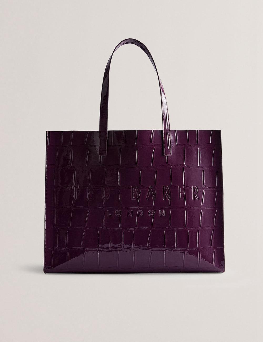 Ted Baker ALLICON - Wide Croc Effect Icon トートバッグ レディース ボルドー | Japan  SKQY-42796