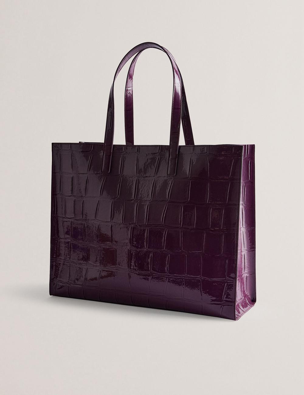 Ted Baker ALLICON - Wide Croc Effect Icon トートバッグ レディース ボルドー | Japan  SKQY-42796