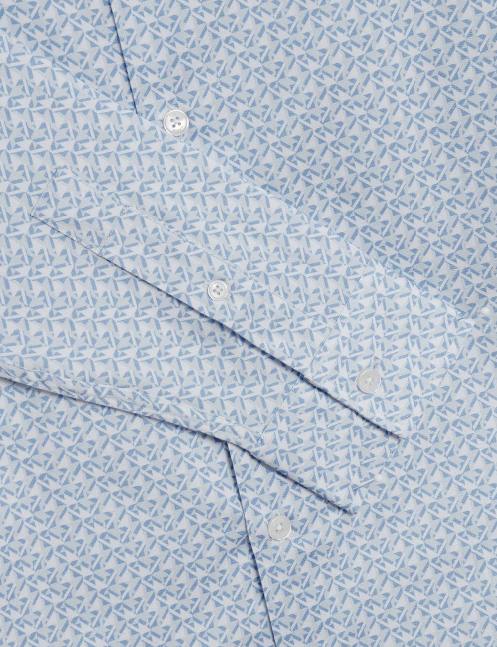 Ted Baker ALPHAIS - Regular Fit Geometric Pure Cotton シャツ メンズ 青 | Japan  ZHOV-13428