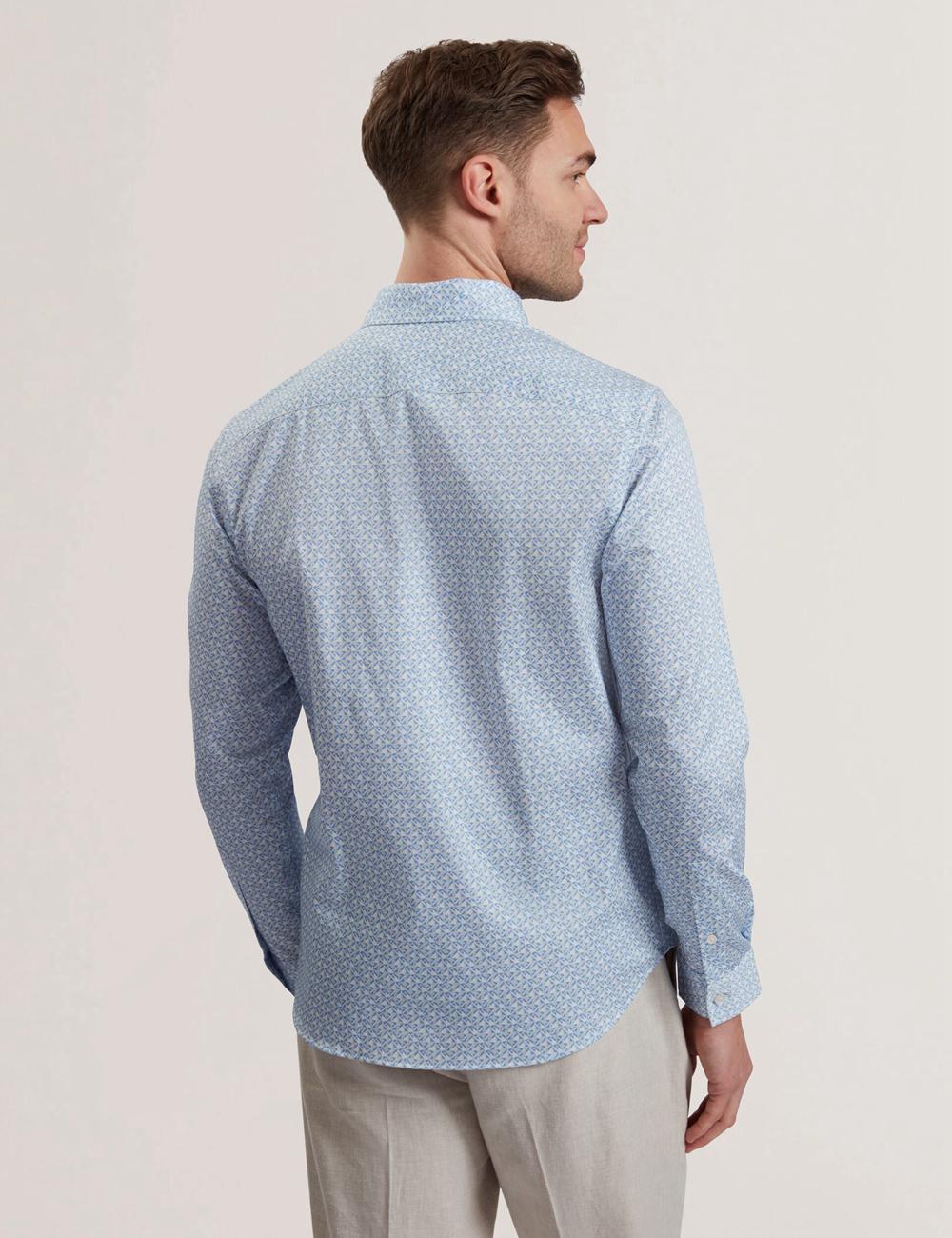 Ted Baker ALPHAIS - Regular Fit Geometric Pure Cotton シャツ メンズ 青 | Japan  ZHOV-13428