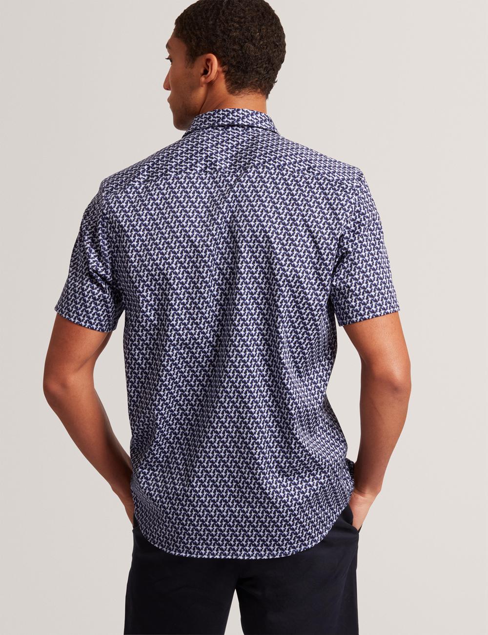 Ted Baker ALPHSO SS Regular Fit Geo シャツ メンズ ネイビー | Japan  YGPR-46589