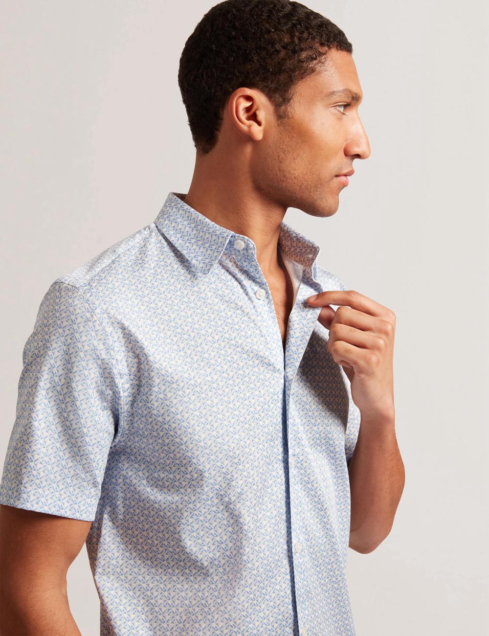 Ted Baker ALPHSO - SS Regular Fit Geo シャツ メンズ 青 | Japan  PNOU-64075