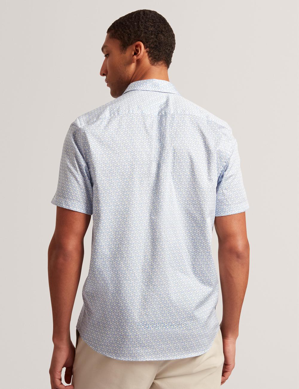 Ted Baker ALPHSO - SS Regular Fit Geo シャツ メンズ 青 | Japan  PNOU-64075