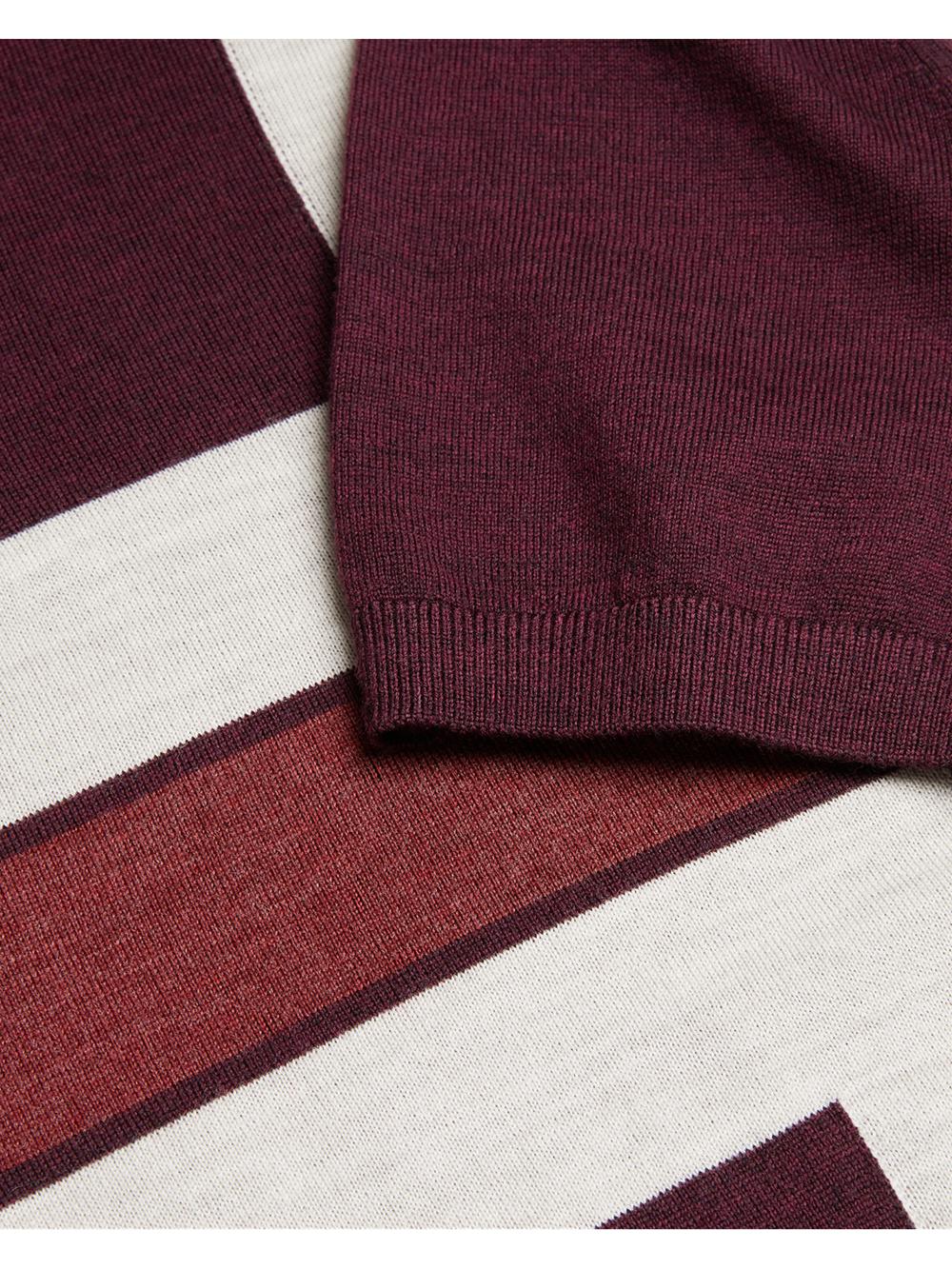 Ted Baker AMBLER - Colour Block Zip Neck Wool ポロシャツ メンズ ボルドー | Japan  AYSC-03269