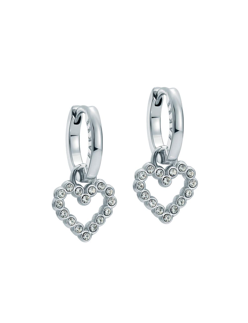 Ted Baker AMORA - Crystal Open Heart Huggie ピアス レディース シルバー | Japan  PJBD-75430