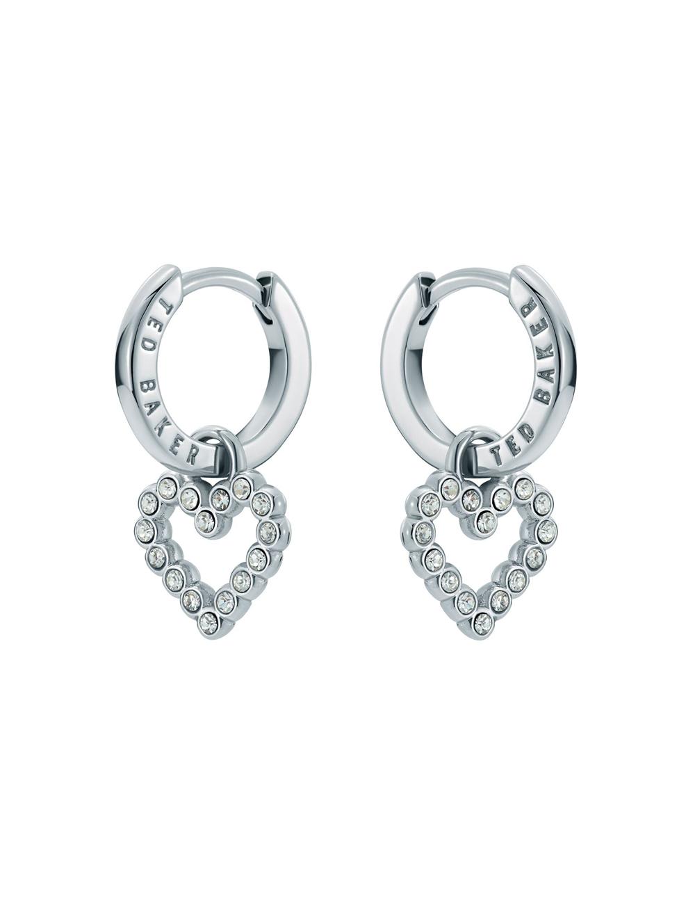 Ted Baker AMORA - Crystal Open Heart Huggie ピアス レディース シルバー | Japan  PJBD-75430