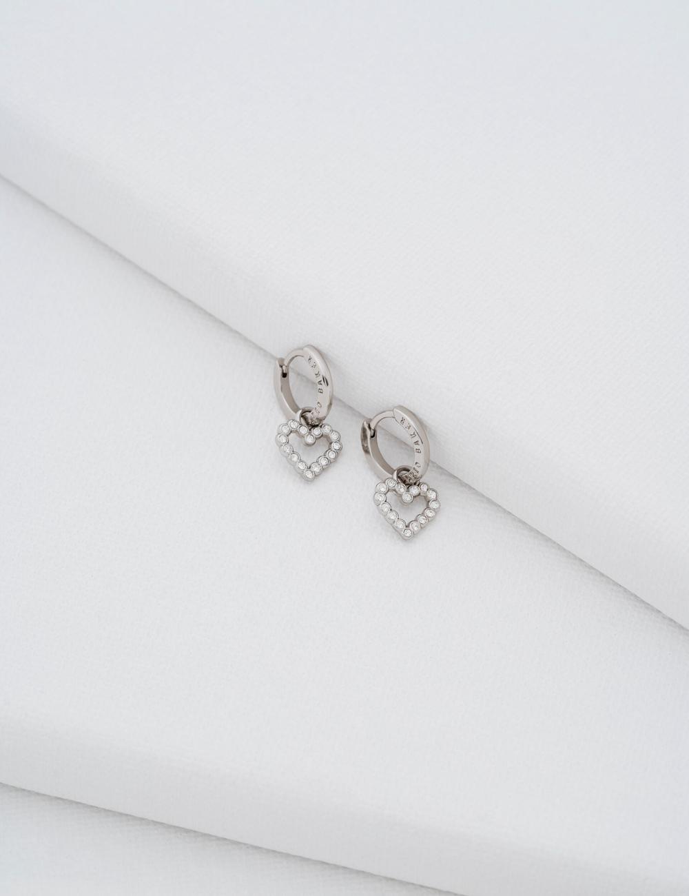 Ted Baker AMORA - Crystal Open Heart Huggie ピアス レディース シルバー | Japan  PJBD-75430