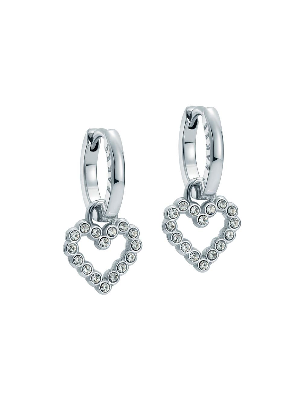 Ted Baker AMORA - Crystal Open Heart Huggie ピアス レディース シルバー | Japan  PJBD-75430