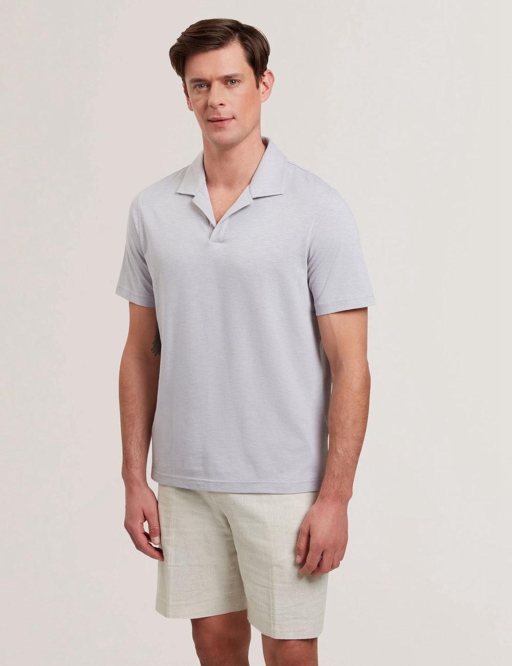Ted Baker ANITO - Cotton Linen Open Neck ポロシャツ メンズ 紫 | Japan  HZXS-14259