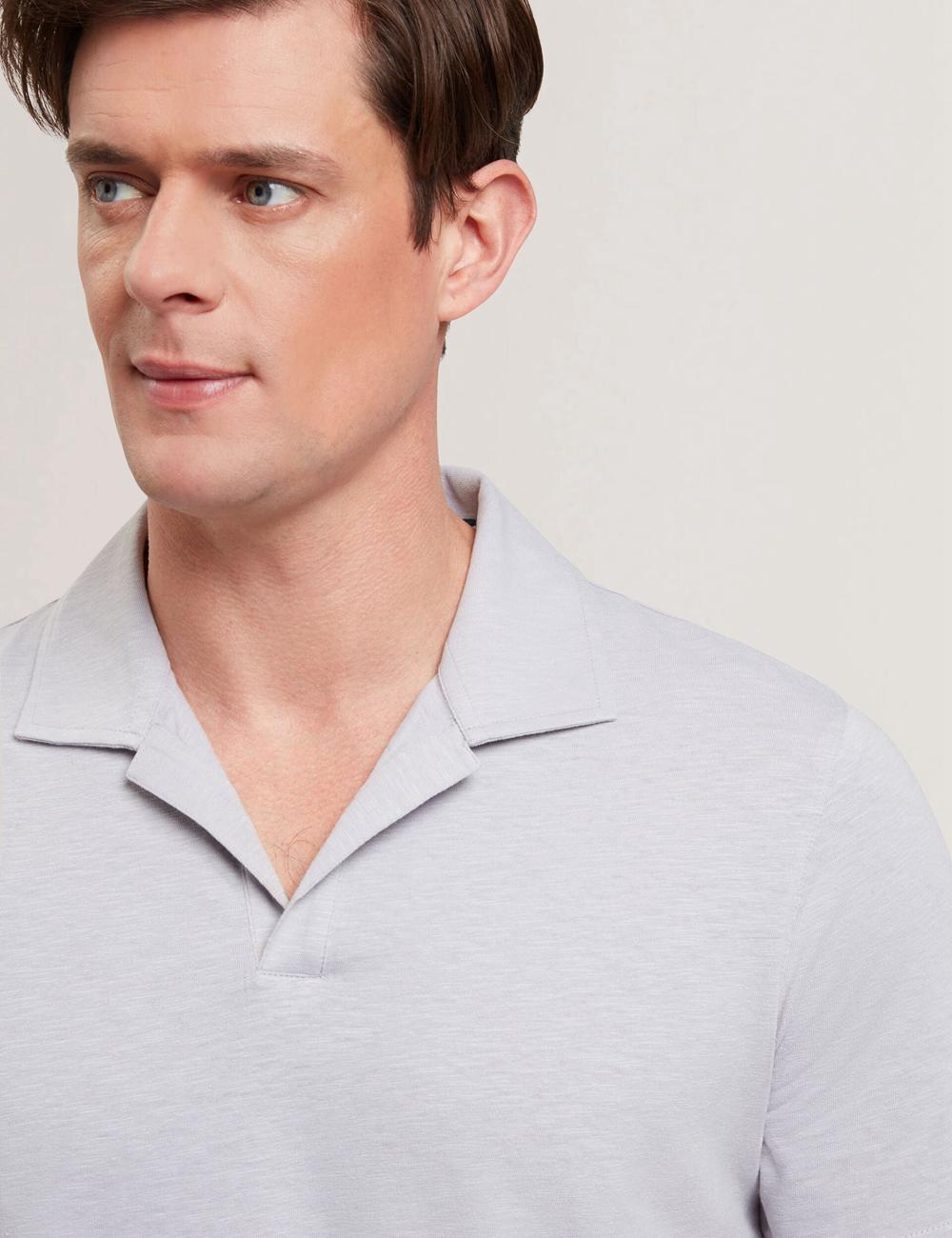 Ted Baker ANITO - Cotton Linen Open Neck ポロシャツ メンズ 紫 | Japan  HZXS-14259