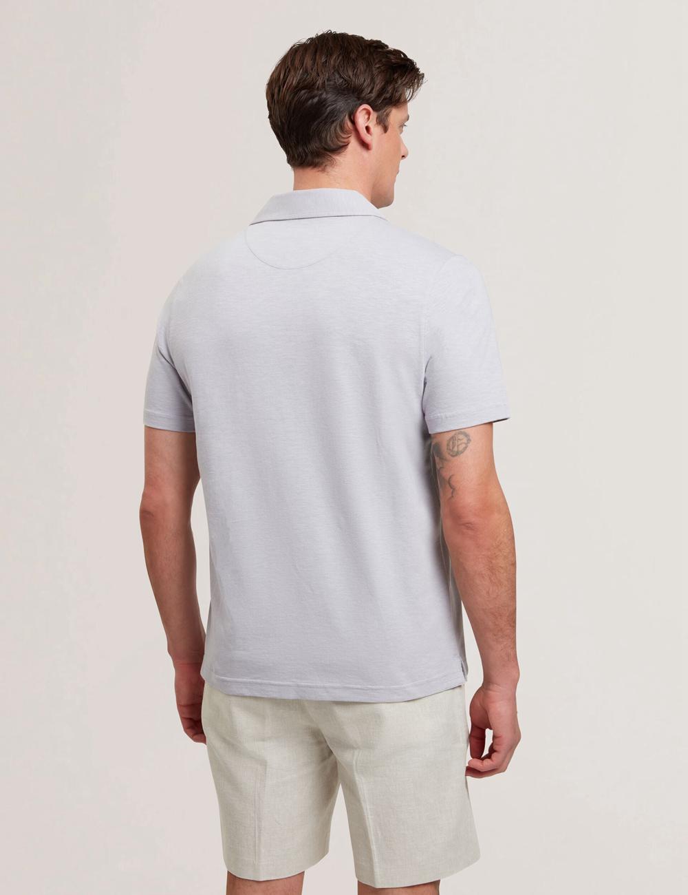 Ted Baker ANITO - Cotton Linen Open Neck ポロシャツ メンズ 紫 | Japan  HZXS-14259