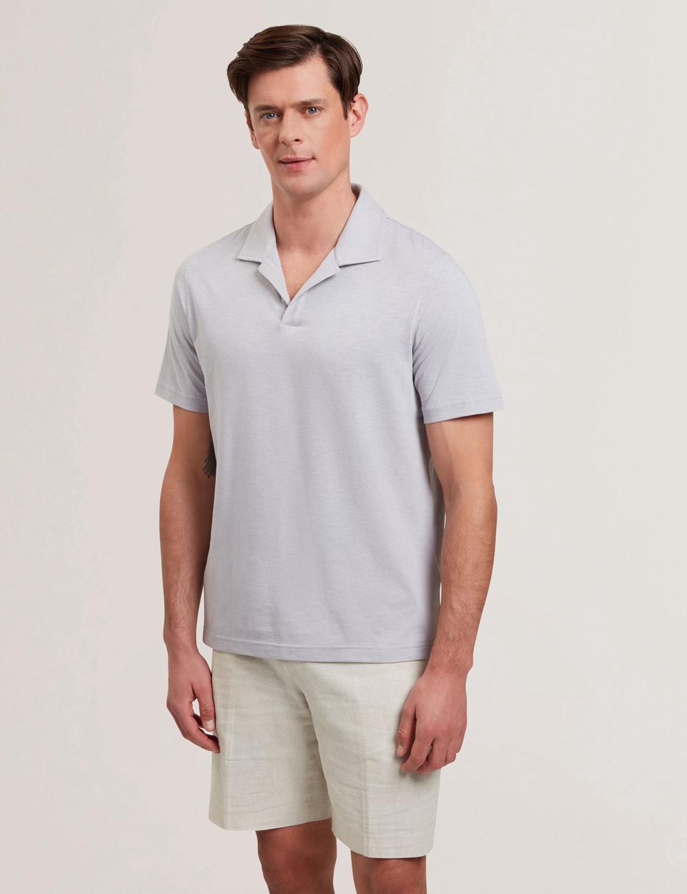 Ted Baker ANITO - Cotton Linen Open Neck ポロシャツ メンズ 紫 | Japan  HZXS-14259