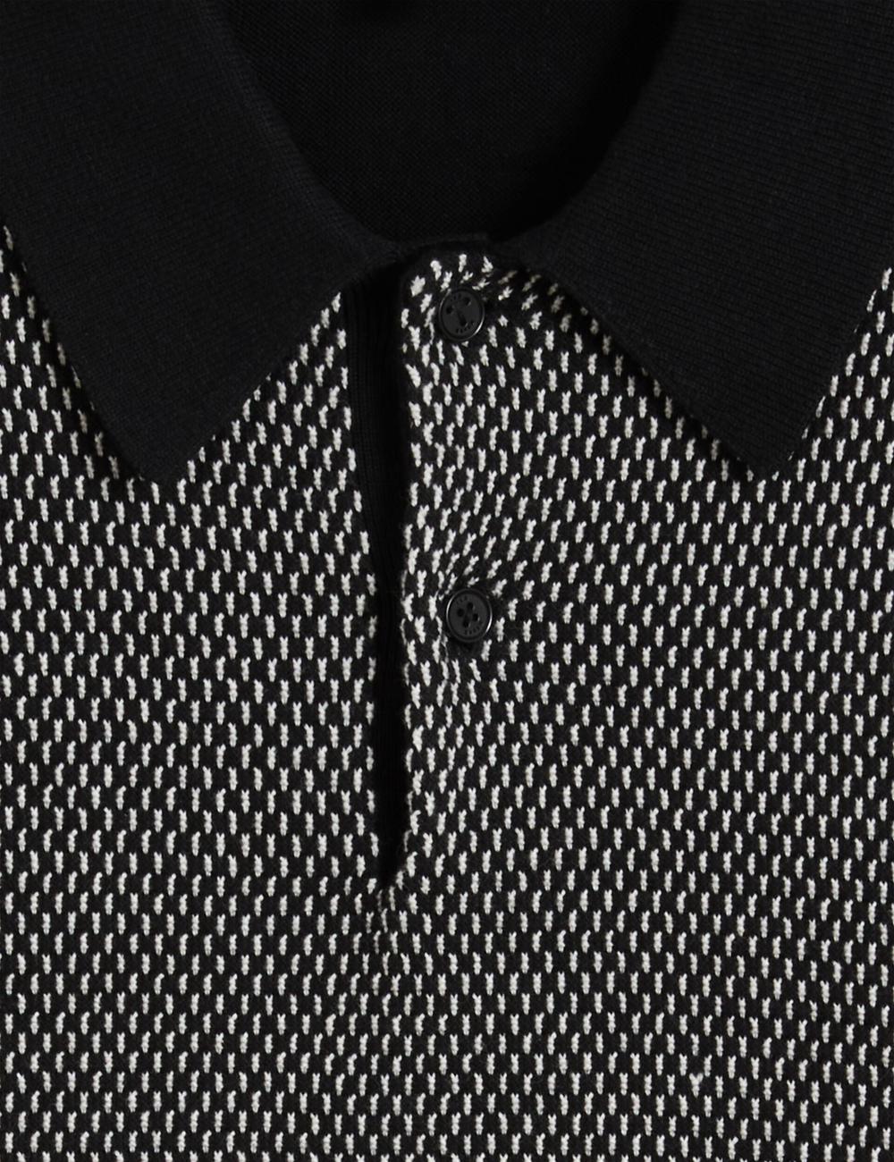 Ted Baker ARDO - Textured Knit Long Sleeve ポロシャツ メンズ 黒 | Japan  WCFA-65417