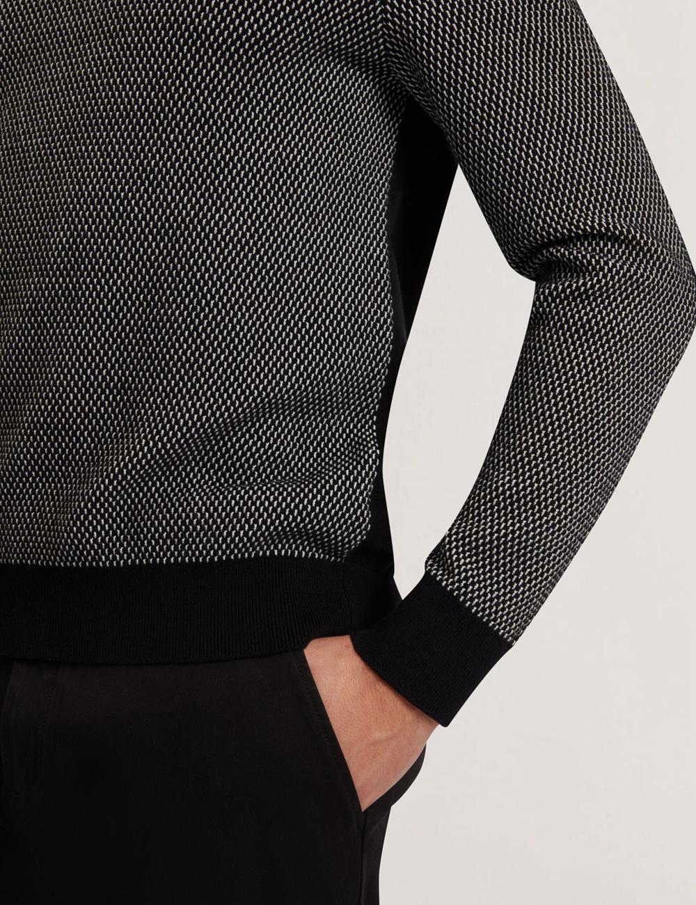 Ted Baker ARDO - Textured Knit Long Sleeve ポロシャツ メンズ 黒 | Japan  WCFA-65417