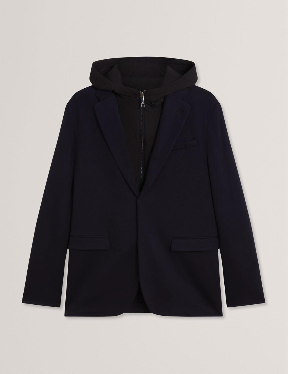 Ted Baker ASHB - Jersey Blazer With Zip-Up Hooded Liner ブレイザーズ メンズ ネイビー | Japan  YLJF-53879