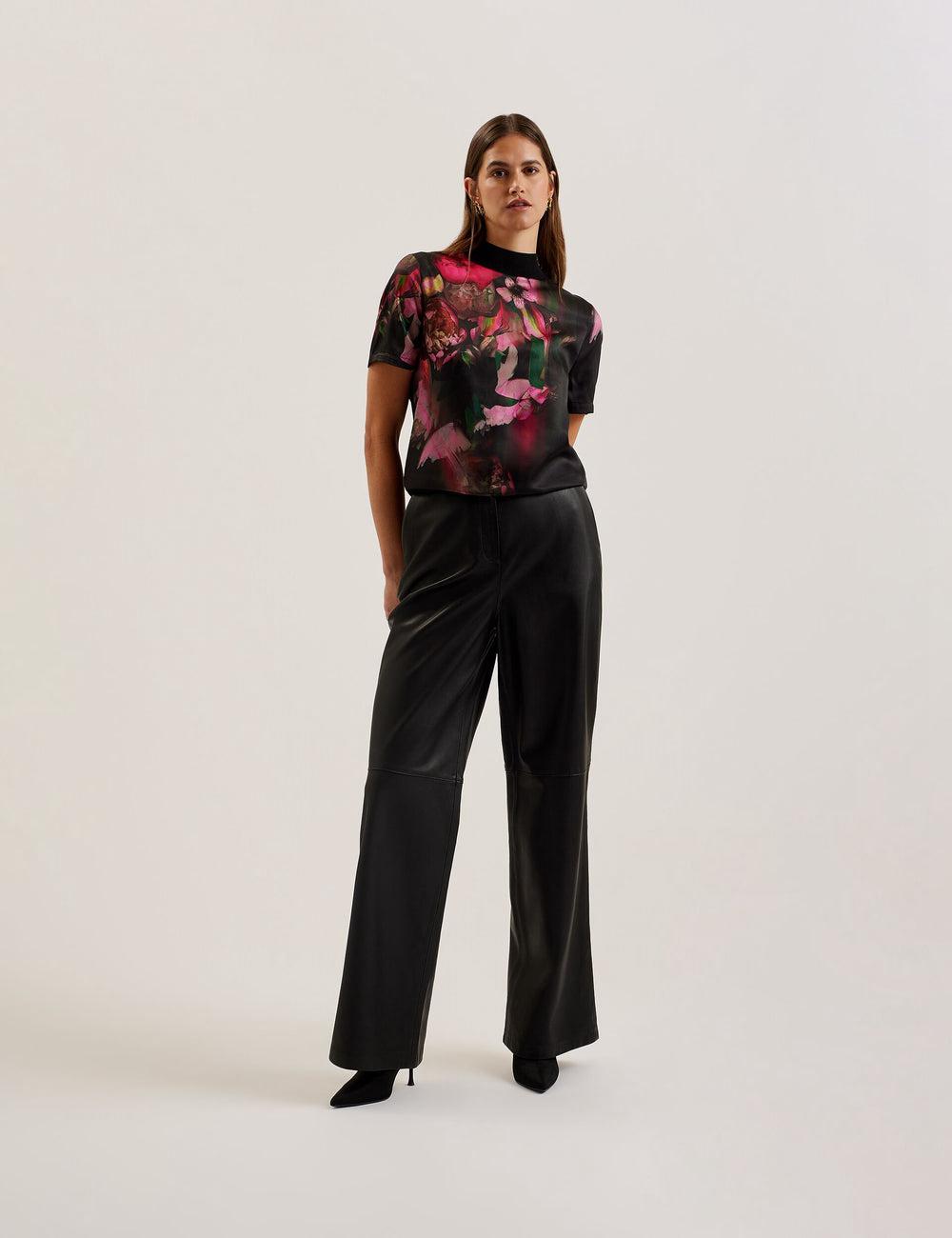 Ted Baker ASTHAA - Floral Woven Front Short Sleeve Top ブラウス レディース 黒 | Japan  BVXQ-61752