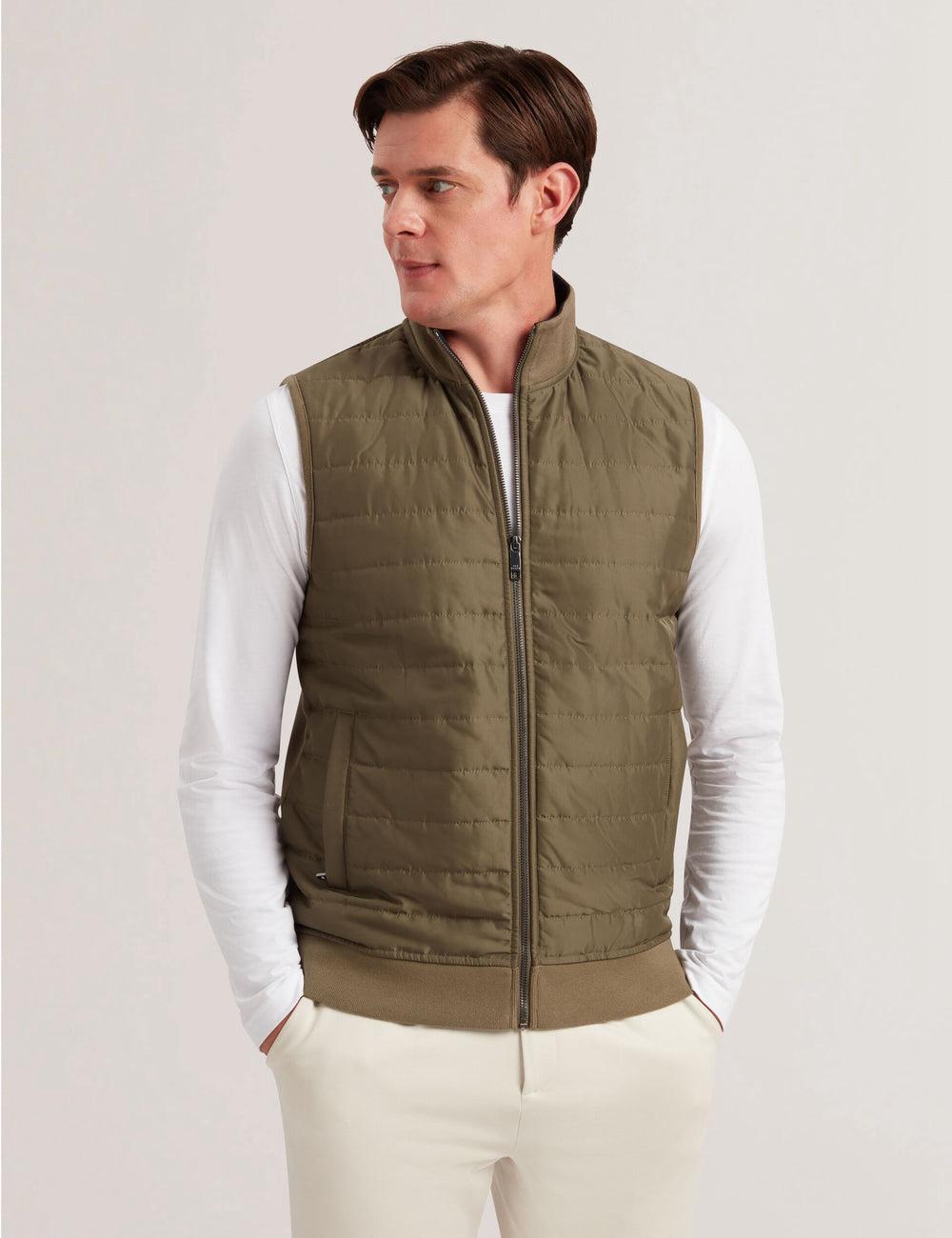 Ted Baker ATHO - Quilted Funnel Neck Zip-Up Gillets メンズ オリーブ | Japan  XVHQ-68902