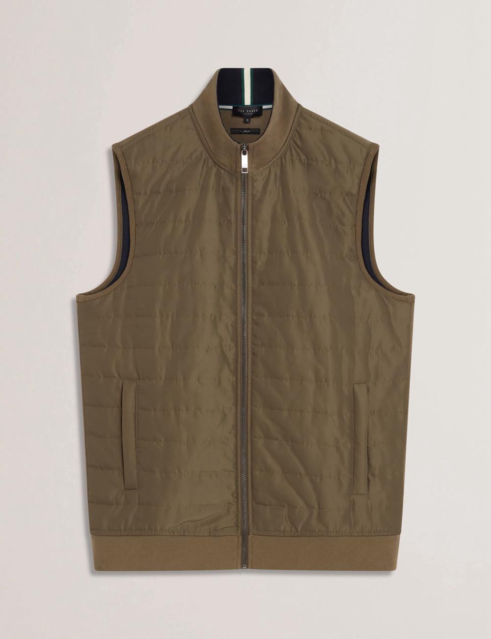 Ted Baker ATHO - Quilted Funnel Neck Zip-Up Gillets メンズ オリーブ | Japan  XVHQ-68902