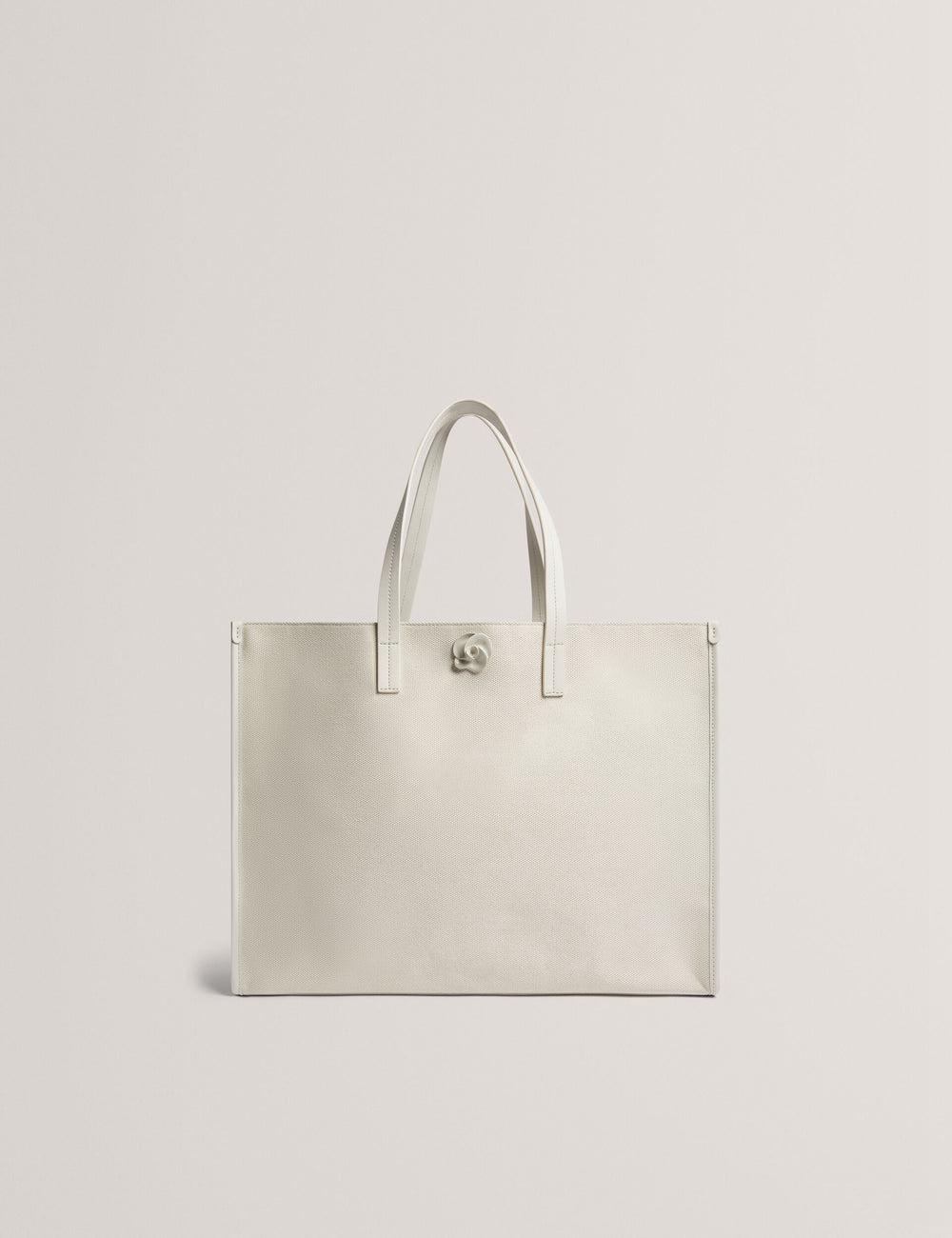 Ted Baker AUDOS - Rose Detail Wide Canvas トートバッグ レディース Ecru | Japan  OBFA-14638