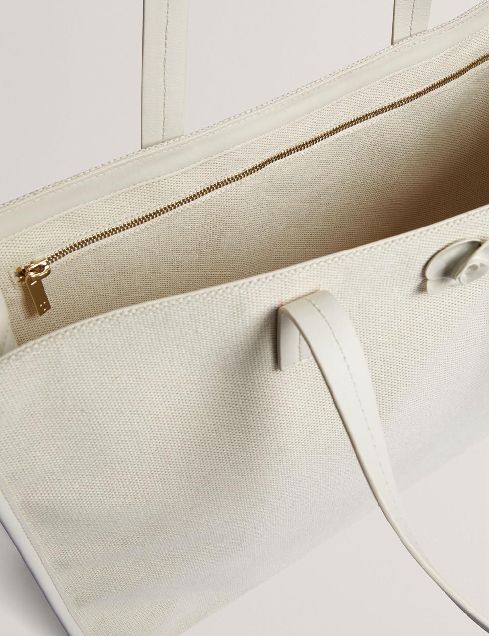 Ted Baker AUDOS - Rose Detail Wide Canvas トートバッグ レディース Ecru | Japan  OBFA-14638