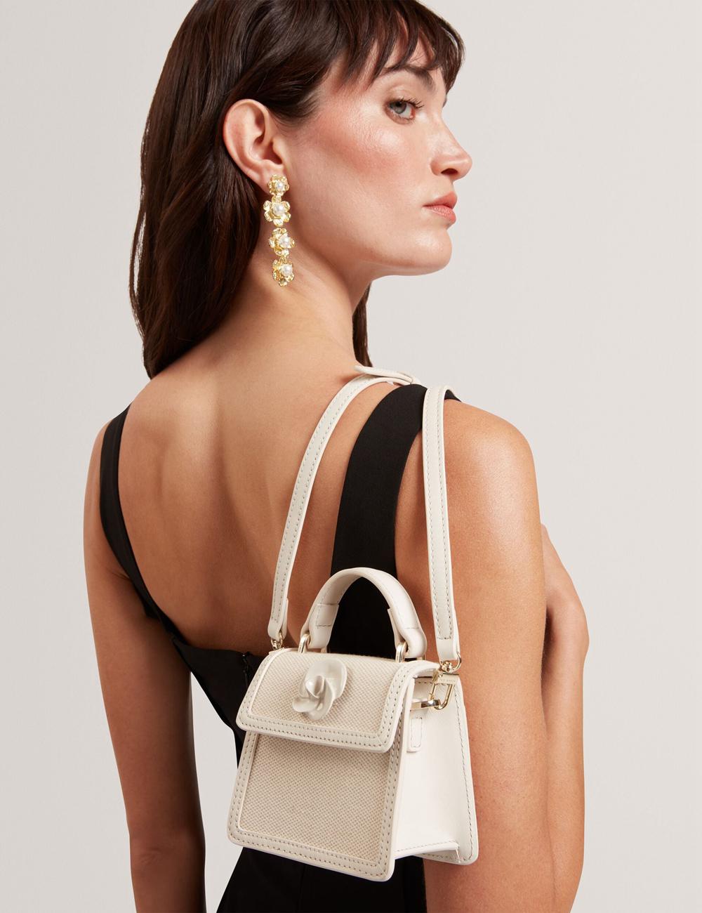 Ted Baker AUDOU - Rose Detail Canvas Mini Top Handle クロスボディバッグ レディース Ecru | Japan  VXPB-09857