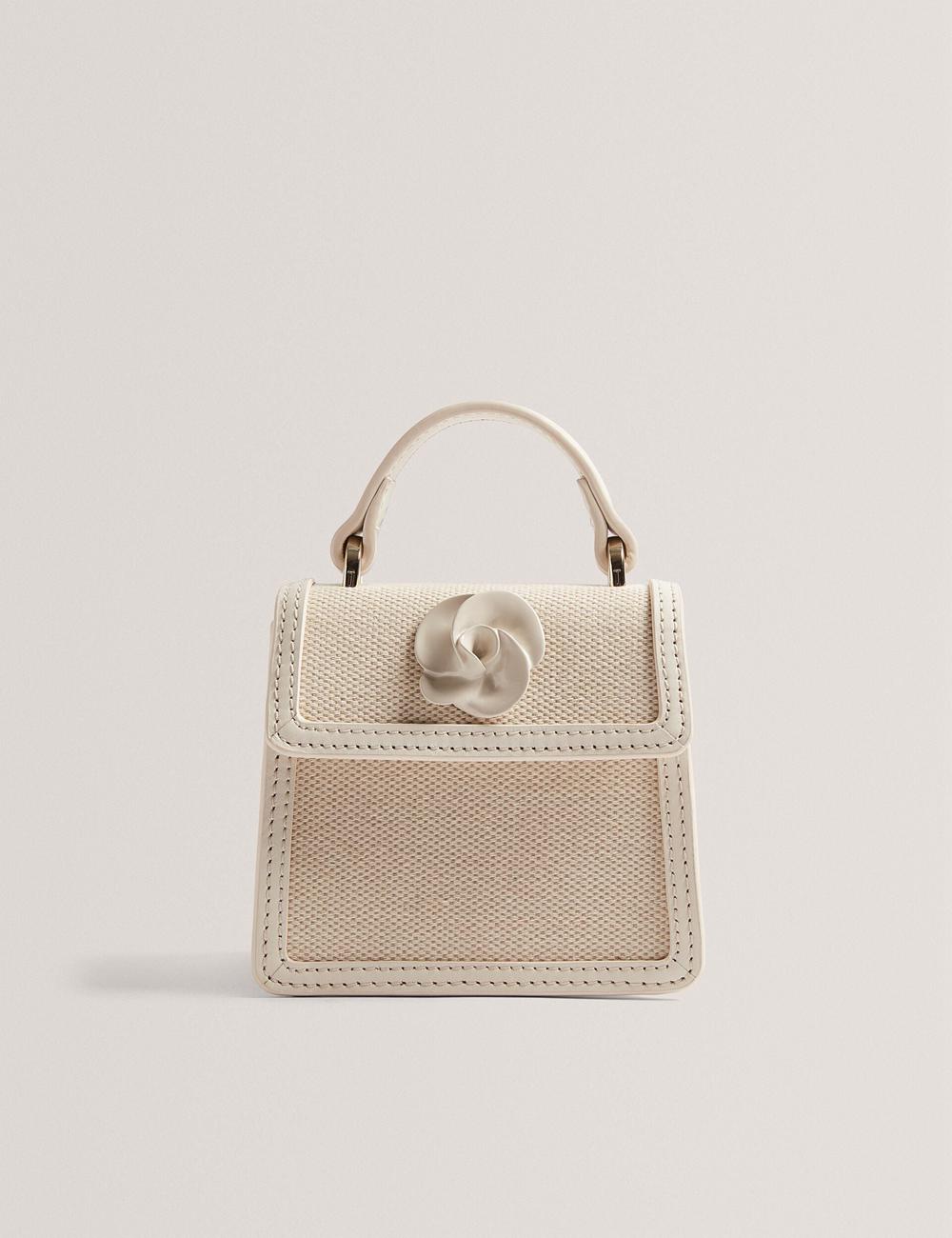 Ted Baker AUDOU - Rose Detail Canvas Mini Top Handle クロスボディバッグ レディース Ecru | Japan  VXPB-09857