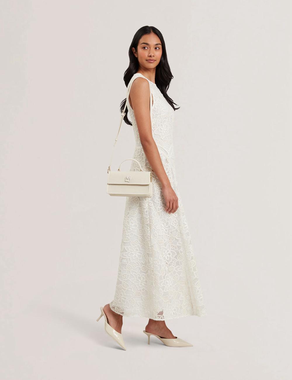Ted Baker AUDRIS - Rose Detail Canvas Top Handleuette クロスボディバッグ レディース Ecru | Japan  ORQF-79481