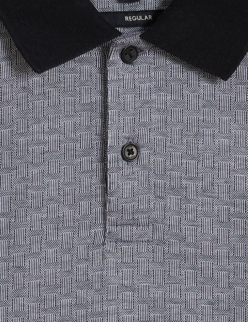 Ted Baker AUGUSO - Textured Jacquard Cotton ポロシャツ メンズ ネイビー | Japan  DYQB-54386