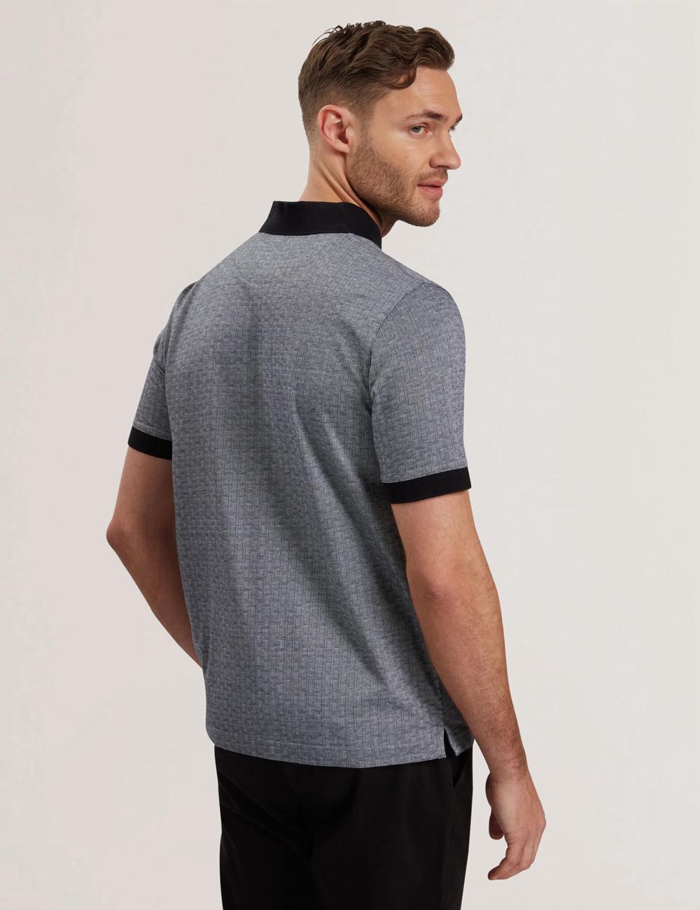 Ted Baker AUGUSO - Textured Jacquard Cotton ポロシャツ メンズ ネイビー | Japan  DYQB-54386