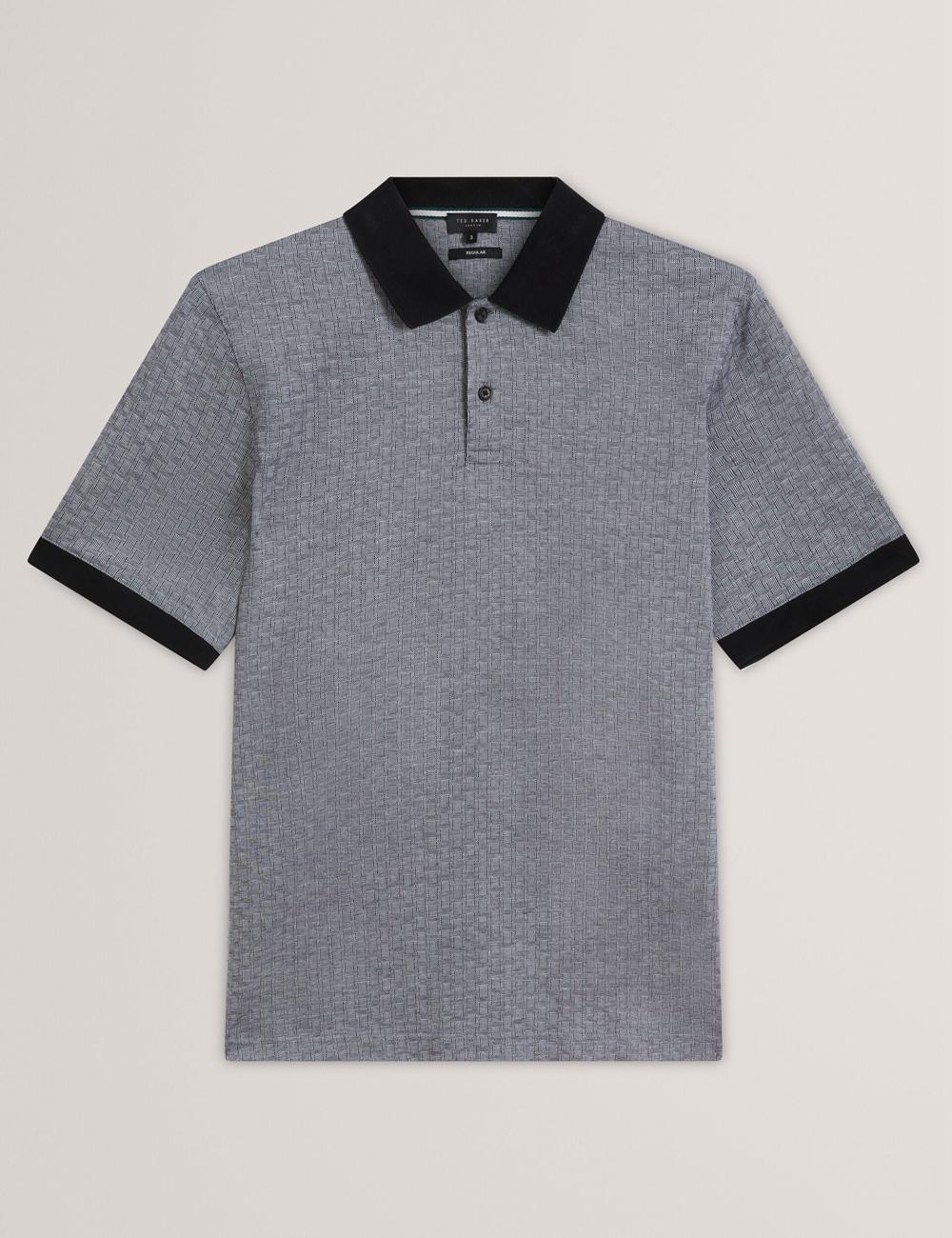 Ted Baker AUGUSO - Textured Jacquard Cotton ポロシャツ メンズ ネイビー | Japan  DYQB-54386