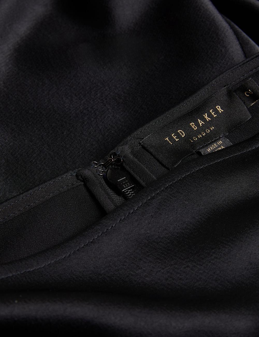 Ted Baker AVELLI - Satin Boat Neck A-Line ミディドレス レディース 黒 | Japan  PWSO-14739