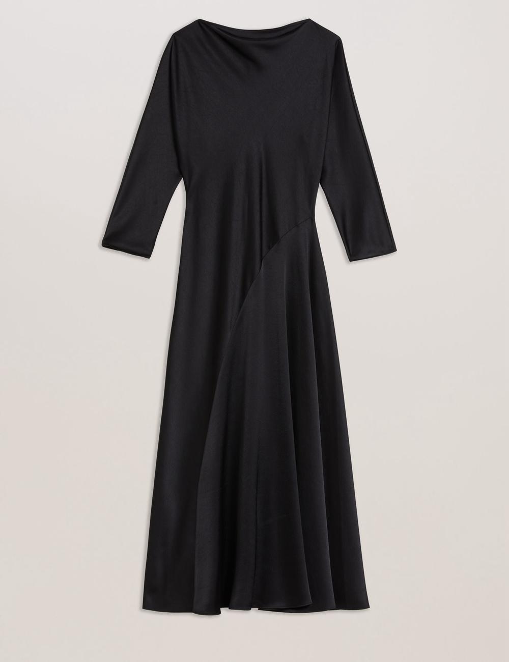 Ted Baker AVELLI - Satin Boat Neck A-Line ミディドレス レディース 黒 | Japan  PWSO-14739