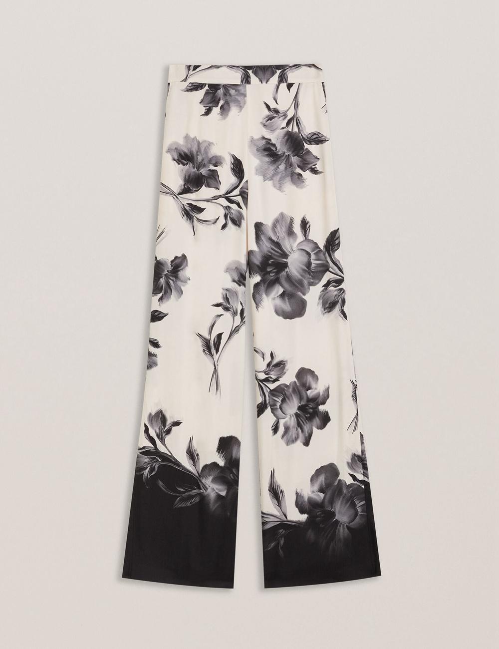 Ted Baker AWYNA - Floral Print Pull-On Wide Leg ズボン レディース 黒 | Japan  JQUH-09624